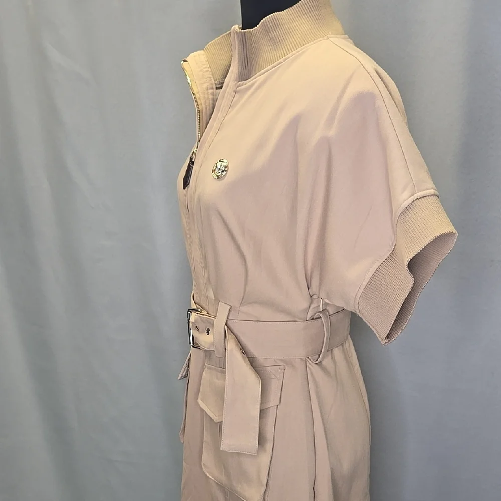 L'atiste Khaki Belted Dress with Pockets Utility or Safari Style Dress Size M - Picture 13 of 15